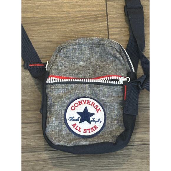 Converse All Star Mini Crossbody Bag Gray Red Zip Logo Patch Travel - Picture 1 of 4